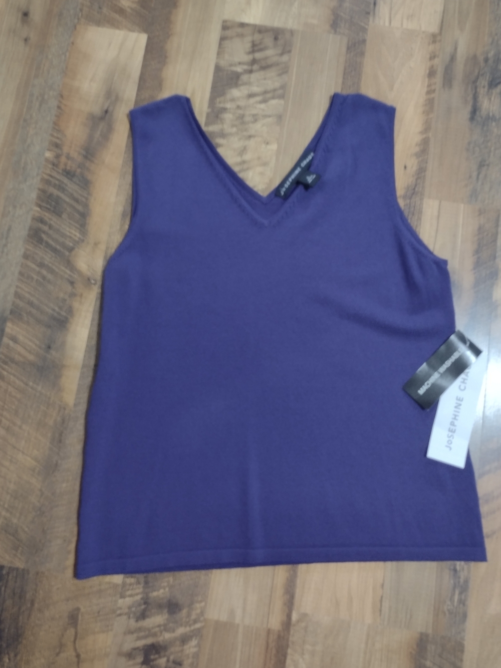 Josephine Chaus V-Neck Sleeveless Knit Top in Purple Sz Lg NWT